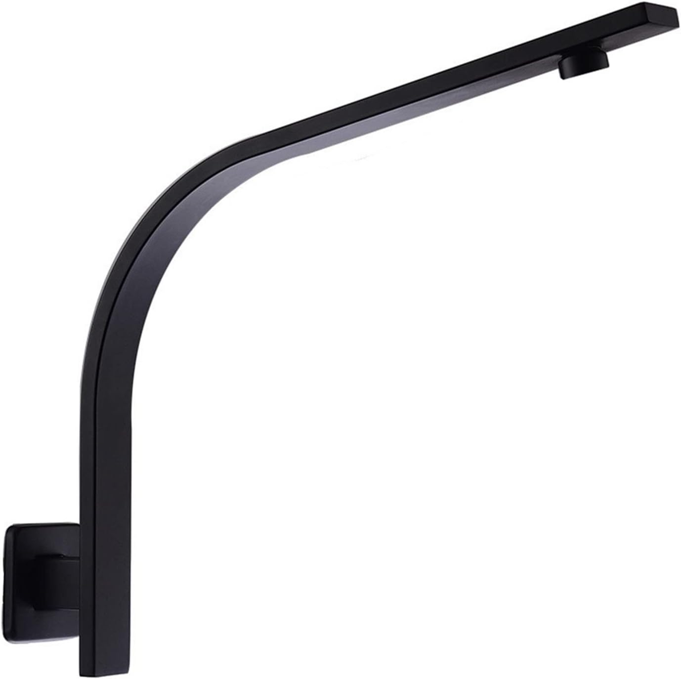 12.4 inch(315MM) Shower Arm with Flange, Square Gooseneck Showe Head Arm, Wall Mounted Shower Head Extension Arm, Female Or Male G1/2 Matte Black