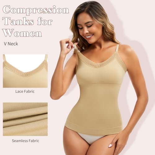 Image of Shapewear Camisoles for Women - Tummy Control Shapewear Tank Top Shaper Cami Black S