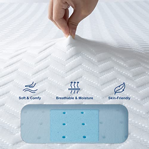 Maxzzz 4 Inch Memory Foam Mattress Topper Queen Gel-Infused Memory Foam Bed Mattress Topper High Density Cooling Mattress Pad With Removable Soft Cover For Back Pain, Pressure Relief White #TOP7