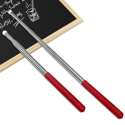 Mirriverse 2 Pièces Pointeur Télescopique Rétractable en Acier Inoxydable, Baguette Extensible 120 cm pour Enseignement et Salle de Classe, Présentations...