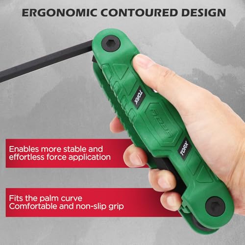 11-Piece Large Folding Torx Key Set (T9–T55), Heavy Duty Folding Star Wrench Set, Portable Tool for Archery, Bike Repair, Furniture, and Basic Home Maintenance