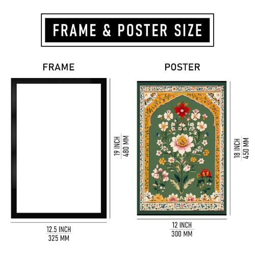 Image of Floral Botanical Premium Framed Wall Poster (12x18 Inch) | Indian Floral Wall Art | Home & Office Decor for Bedroom, Living Room & Workspace | Ready-to-Hang Display Frame