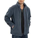 [KEFITEVD] ジャケット メンズ 秋冬 アブルゾン 大きいサイズ 冬服 フリースジャケット 防風 防寒 アウター 厚手 カジュアル 無地 暖かい ボアフリース 上着 ダークグレー 2XL