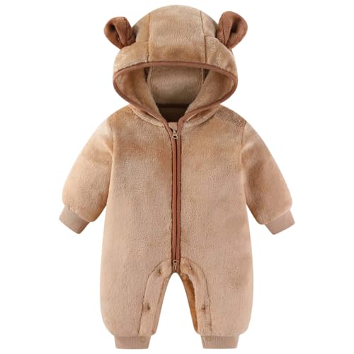 Image of Fairy Baby Newborn Baby Bear Outfit Suit Thin Fleece Jumpsuit Romper Hooded Winter Clothes Snowsuit Coat Infant Girls Boys