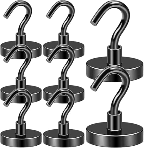 Image of DIYMAG Magnetic Hooks,170lbs Heavy Duty Magnets with Hook Black 8 Pack