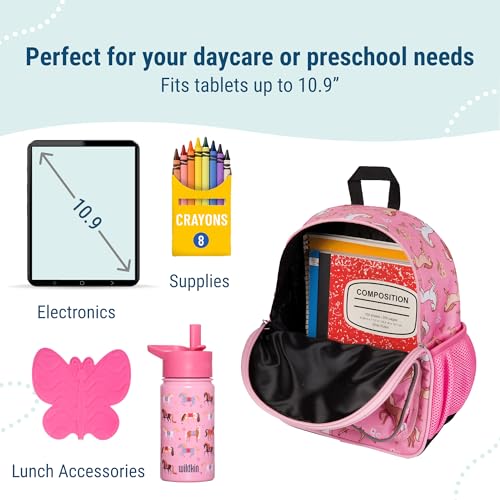 Image of Wildkin 12 Inch Toddler Backpack for Kids, Wild Horses | Ages 3-7, lightweight toddler backpack for daycare, preschool, and travel