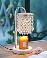 Candle Warmer Lamp with Timer Dimmer and 3 Bulbs, Candle Lamp Warmer with Marble Base for Adjustable Height, Crystal Candle Lamp for Jar Candles, House Warming Gifts Home Room Decor, Silver