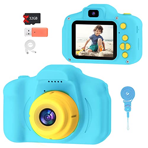 Kids Camera for Boys Girls - 2 Inch IPS Children Camera for Kids 1080P Video Camcorder Toddler Camera Birthday Gifts for 3 4 5 6 7 8 9 Year Old Girls Boys with SD Card (Blue)