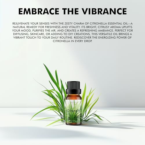 Image of Esslux Citronella Essential Oil - 100% Pure Natural Citronella Oil for Diffuser, Candle Making & Skin | Refreshing Aroma for Aromatherapy & Outdoor Protection - Perfect for DIY Projects - 60 ML