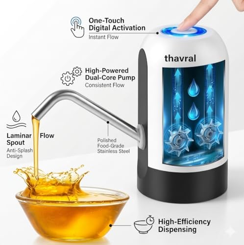 Image of Automatic Oil Pump, Rechargeable Electric Oil Dispenser for Cooking Oil & Oil Tins, One Touch Operation, Stainless Steel Spout, Auto Stop (Steel Spout)