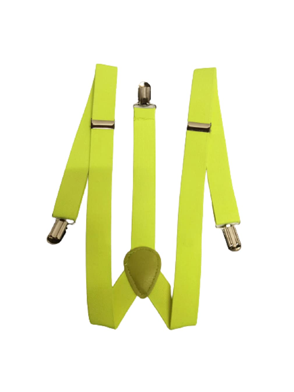 L&C® MENS LADIES UNISEX ADJUSTABLE SLIM BRACES TROUSER SUSPENDERS FANCY DRESS CLIP ON (Bright Yellow)