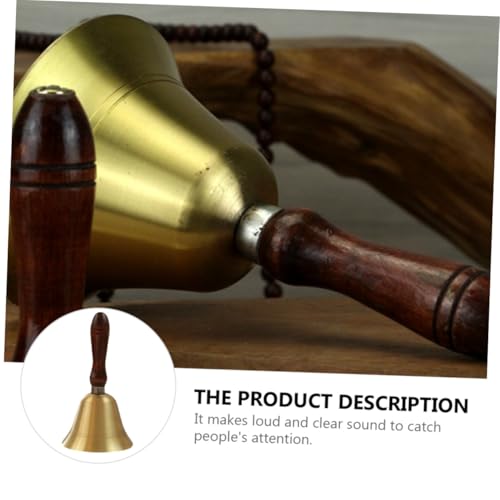 Cloche décorative à secouer la main en bois et cuivre pour table