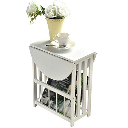 Mini Mesa de café Plegable Simple Balcón Sala de Estar Mesa Cuadrada pequeña Mesa de Cama Mesa de sofá Blanco