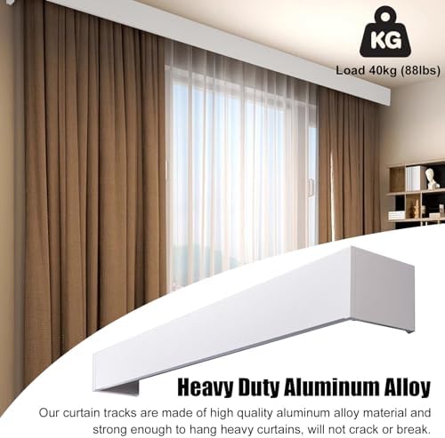 Extra Long White Double Track Curtain Rod with Pelmet Box, 3-in-1 Detachable Valance & Ceiling Mount, Ideal for 17ft (518cm) Curtains, Home Decor Solution