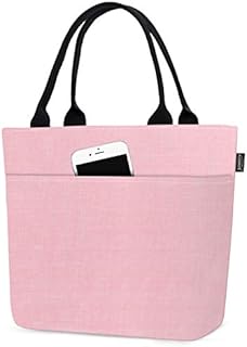 Aosbos Lunch Bag Black Handbag Food Tote Cooler Bag Portable Organizer Zipper Insulated Bag for Women Girls