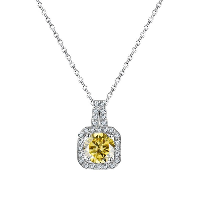 Pendentif moissanite couleur D d'exception en argent 925