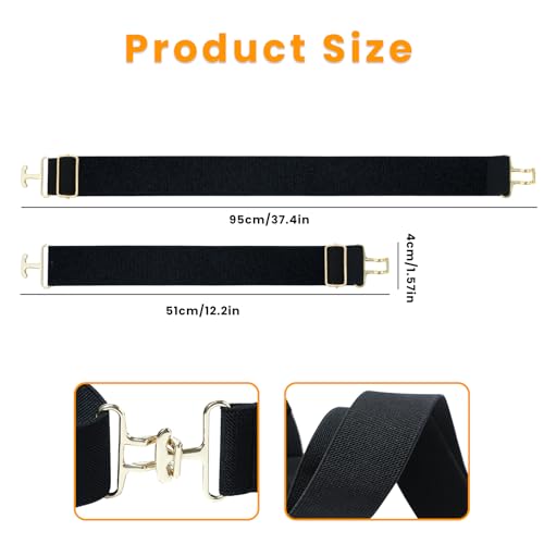 2 Pcs Elastic equestrian belt, 1.5 In Stretchable Waist Belt Surcingle Buckle Horse Bit Belts, Stretch Horseback Riding Belt with Buckle for Women Girls2