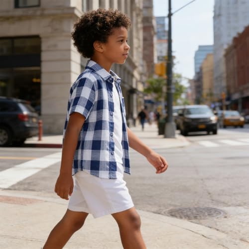 Image of SANGTREE 3 Piece Boy Outfits Short Sleeve Shirt and Shorts Set Beach Vacation Summer Clothes, 3 Months - 9 Years
