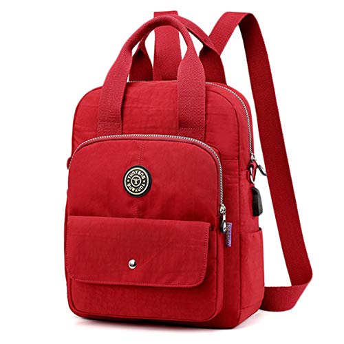 Preisvergleich Produktbild Joseko Damen Rucksack, Nylon, multifunktional, Diebstahlschutz, wasserdicht, Schultertasche (3,5 x 15 x 30 cm), Weinrot
