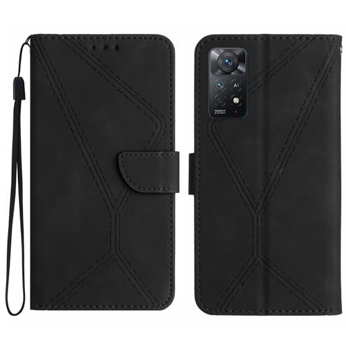Rfvzubemok Compatible with Redmi Note 11 4G Case,Compatible with Redmi Note 11S 4G Kickstand Flip Card Slot Magnetic Closure Phone Cover Black