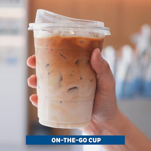 Image of Freshware Clear Plastic Cups with Strawless Sip Lids [100 Cups - 12 oz] Disposable Cup for Iced Coffee, Smoothie, Milkshake, Cold Drinks