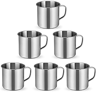 6 Pcs Small Stainless Steel Coffee Cup with Handle 2.3inch Outdoor Camping Hiking Tea Mug Cup Mini Cup Great for Drinking Tea Coffee and Milk