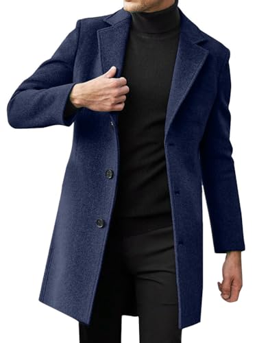 Oanviso Manteau en Laine pour Homme Long Manteau Vintage Veste en Laine Trench Coat Chaud Vêtements… – Vignette