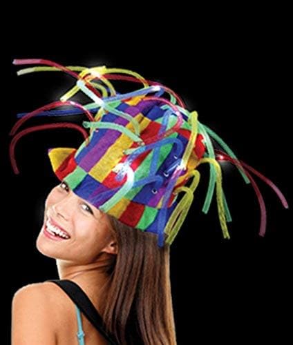 Fun Central - LED Crazy Noodle Hat for Adults & Kids | for Mardi Gras Party Supplies St. Patrick’s Day Party Favors Crazy Hat Day