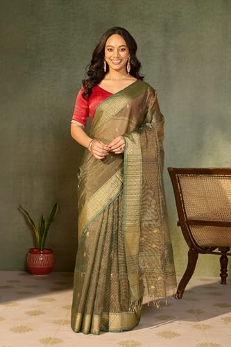 Taneira green maheshwari cotton silk saree – image 4