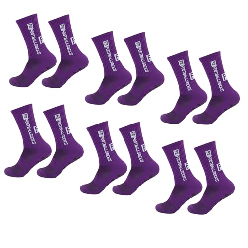 Calcetines de fútbol para hombre morados: calcetines antideslizantes baloncesto talla única