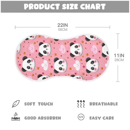 xigua Cute Panda Muslin Baby Burp Cloths Set of 4, Super Soft & Absorbent Burping Rags, Cotton Burp Clothes Shower Gift for Newborn, Baby Girls and Boys4