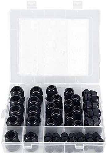 MAKERELE Cable Gland Kit Plastic Waterproof Adjustable 3-15mm Cable Glands Joints,Black