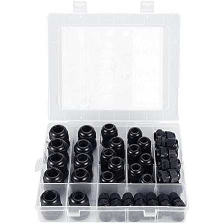 MAKERELE 45PCS Cable Gland Kit Plastic Waterproof Adjustable 3-15mm Cable Glands Joints,Black
