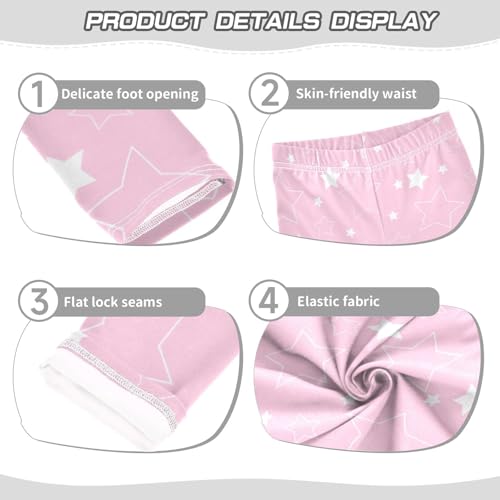 Pink White Star Girls Leggings,Workout Leggings for Girls Toddler Athletic Legging Size for 3-10T3