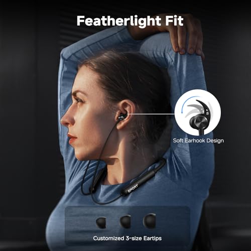 CXK Neckband Bluetooth Headphones, Bluetooth 5.3 Headphones 80Hrs Extra Long Playtime Stereo Bass in-Ear Headsets with Mic, IPX6 Waterproof Earphones, Neckband Earbuds for Sport, Business, Black