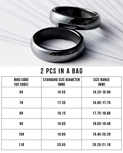 Hematite Rings For Women Men Unisex Black Magnetic Hematite Rings Root Chakra Absorbs Negative Energy Anxiety Balance 2Pcs (Black, 10) #TOP6