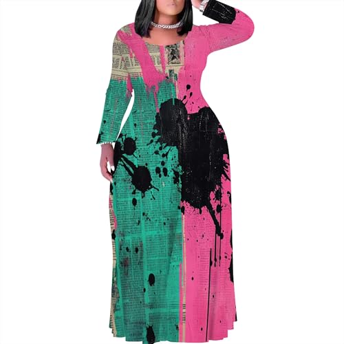Image of PinkPatty Women's Plus Size Long Sleeve Maxi Dresses T Shirt Boho Fall Dress with Pockets