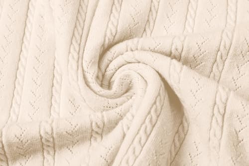 Betusline Women's Cable Knit Short Sleeve Crew Neck Summer Pullover Sweaters Solid Color Knitted Summer Pullover Tops4