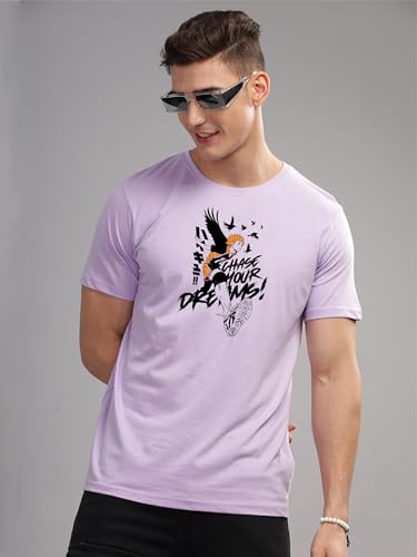 Image of ADRO Men's Cotton Comfort Fit Anime T Shirt - Premium Printed Haikyuu Tshirt - Perfect for Haikyuu Fans Print and Comfortable Fit T-Shirt