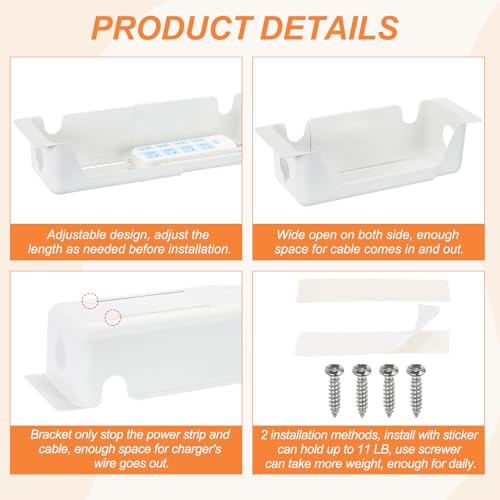YOKIVE Bandeja para Gestión de Cables, Organizador de Cables Bajo Escritorio, Blanco miniatura 3