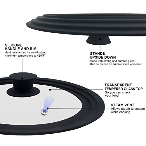 Walfos Universal Lid For Pots, Pans And Skillets - Tempered Glass With Heat Resistant Silicone Rim thumb #3