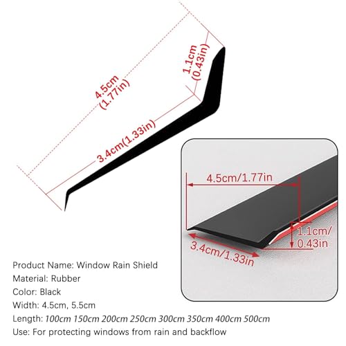 Guarnizione autoadesiva in gomma per - Barriera impermeabile alla pioggia, ferma acqua per finestre scorrevoli, guarnizione nera per condizioni atmosferiche, in gomma, 1,5 m (4,9 piedi) x 4,5 cm
