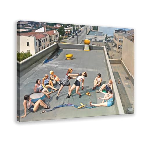 Impression sur toile femmes boxe 1938 déco bureau rétro 30x45