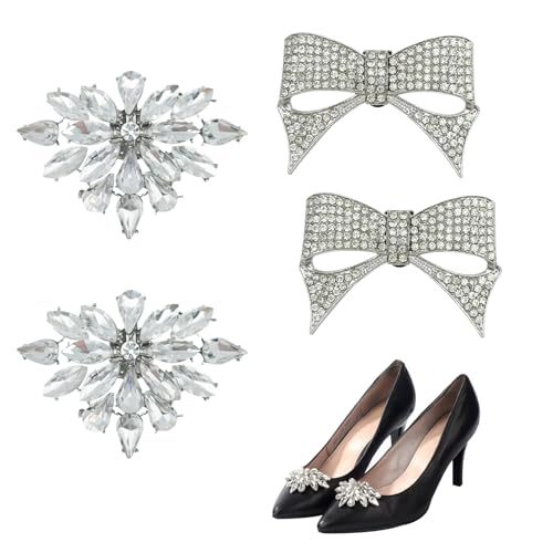 KASESSS 4 Pièces Pinces à Chaussure Cristal, Clip Chaussure Décoration pour Femmes, Bijoux de Chaussures Clips Amovible, Clip Boucle de Chaussure Élégant pour Mariage Bal Fête Port Quotidien