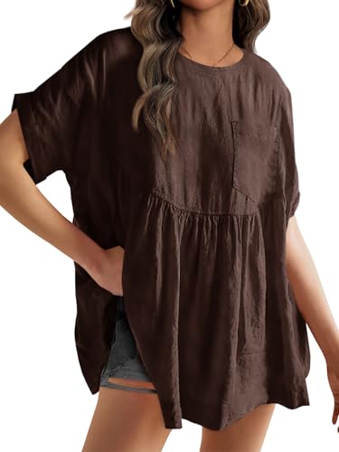 Image of Tankaneo Womens Summer Babydoll Tops Casual Loose Fit Peplum Oversized Tunic Shirts