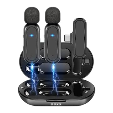 Microfone de Lapela sem Fio Profissional Anti Ruído com Bluetooth para Celular Smartphone Android Samsung entrada Tipo C Iphone 15 16 Pro Max