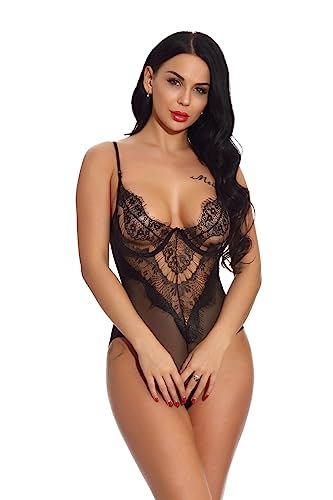 Lingerie sexy col bas V-neck et pyjama de Saint-Valentin en maille strappy