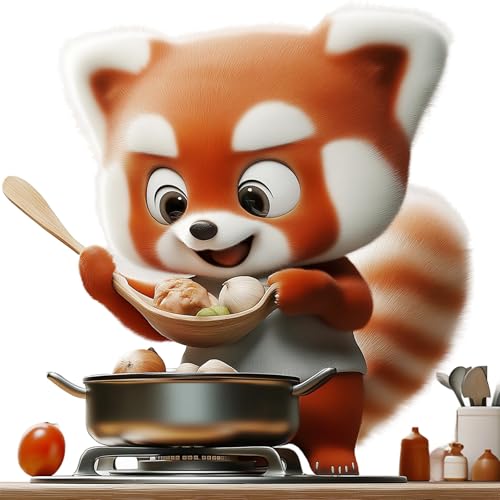 Vinilo Decorativo Panda Rojo 3D Cocina, Vinilo de Pared