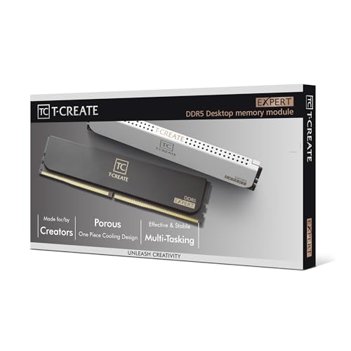 Image of TEAMGROUP T-Create Expert Overclocking 10L CL40 DDR5 64GB Kit (2 x 32GB) 6400MHz (PC5-51200) Intel XMP 3.0 & AMD Expo Compatible Desktop Memory Module Ram Black - CTCED564G6400HC40BDC01