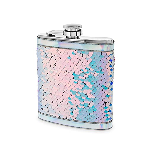 Splash: Mermaid Change Sequin Captive Flask by Blush®